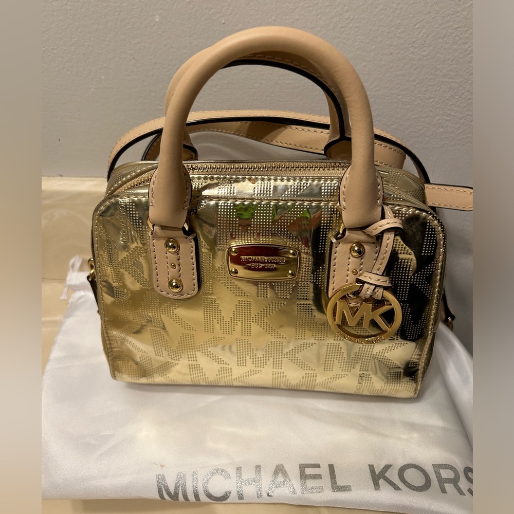 MICHAEL Michael Kors Metallic Gold Cindy Dome Satchel Bag